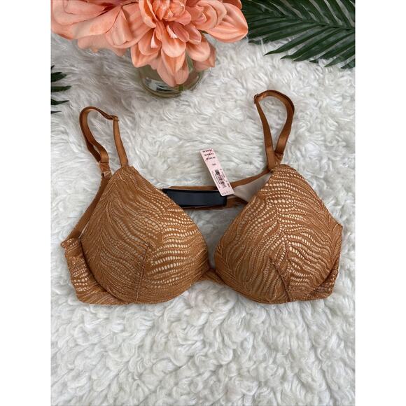 NWT VICTORIA SECRET VERY SEXY UPLIFT PLUNGE LACE BRA SZ 32C BROWN UNDERWIRED $49 - Picture 1 of 8